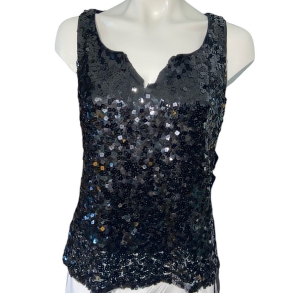 Forever 21 Women’s Medium Black Sequined  Sleeveless Party Tank Top - Picture 2 of 4